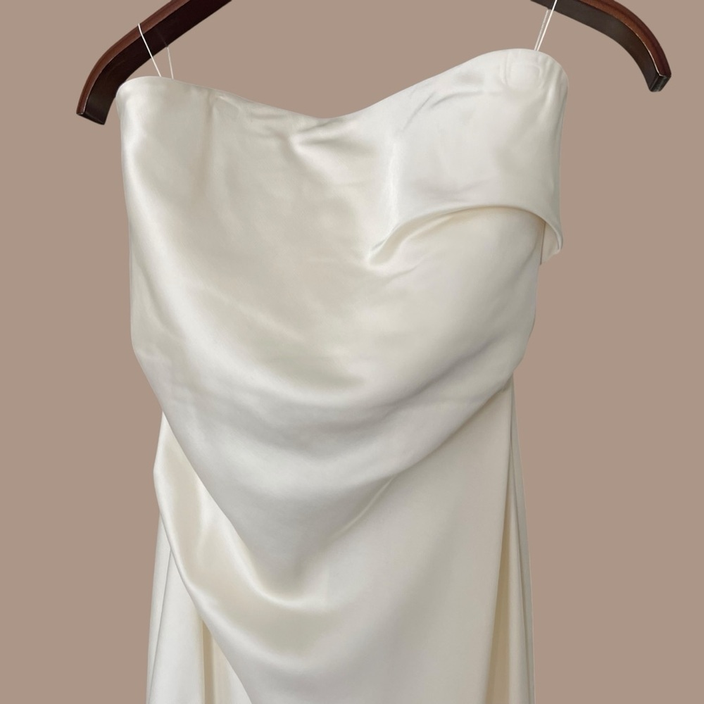 Significant Other Lucile Bridal Strapless Satin Gown with Train Bone White 4, S - Picture 4 of 16